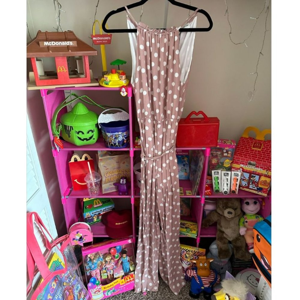 SUGAR+LIPS PINK POLKA DOTS JUMPSUIT-‎ SIZE S